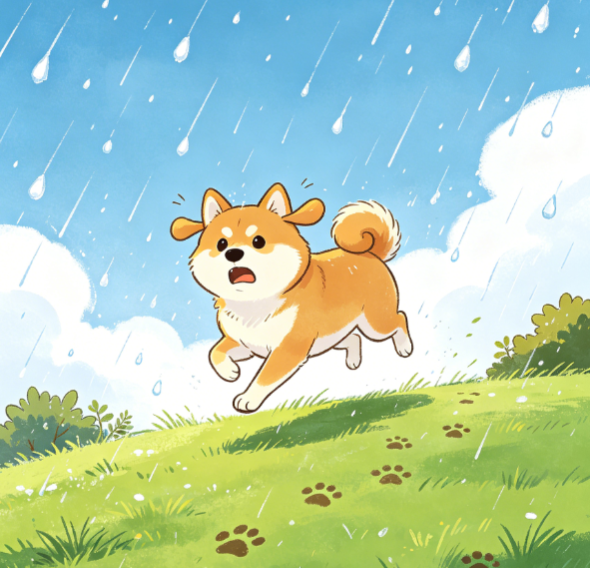 Sudden Hailstorm and the Lost Shiba Inu's Escape Slope
