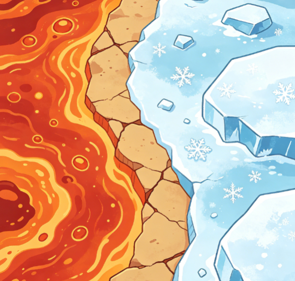 A Cool Path Through Lava and Ice Blocks