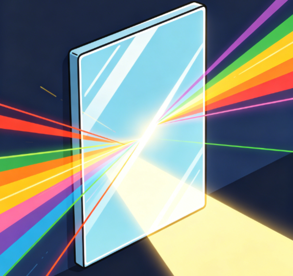 Beam Reflection and Refraction Paths of Colored Mirrors